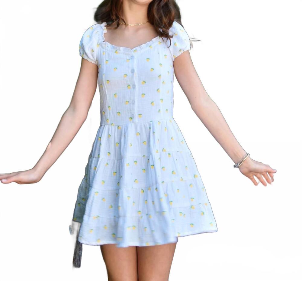 NEW FBZ girls sorrento lemon dress in white